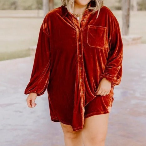 Damen Velour Kleid Weich Elegance - IdealeKleiden