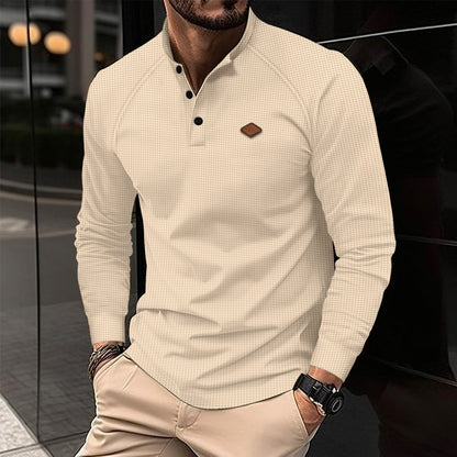 Herren Langarmshirt Elegant Muster Moderner Kragen