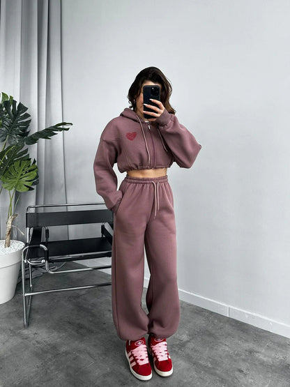 Damen Sportanzug Hoodie Jogginghose Set Bequem