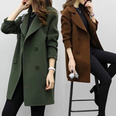 Damen Wollmantel Elegant Doppelknöpfe Wintermode - IdealeKleiden