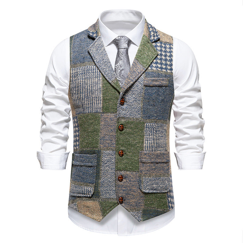 Herren Weste Modern Patchwork Design Praktisch