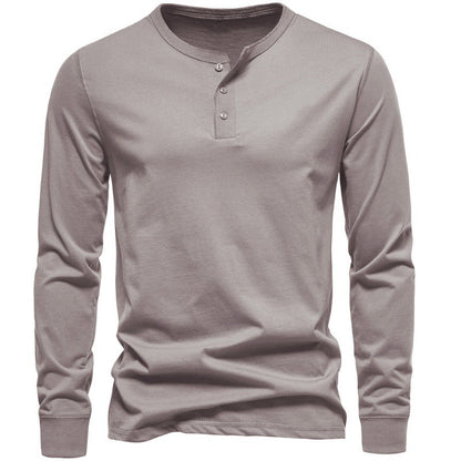 Herren Langarmshirt Modern Knopfverschluss Elegant
