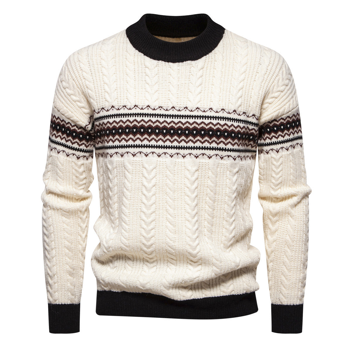 Herren Strickpullover Modern Zopfmuster Elegantes Design