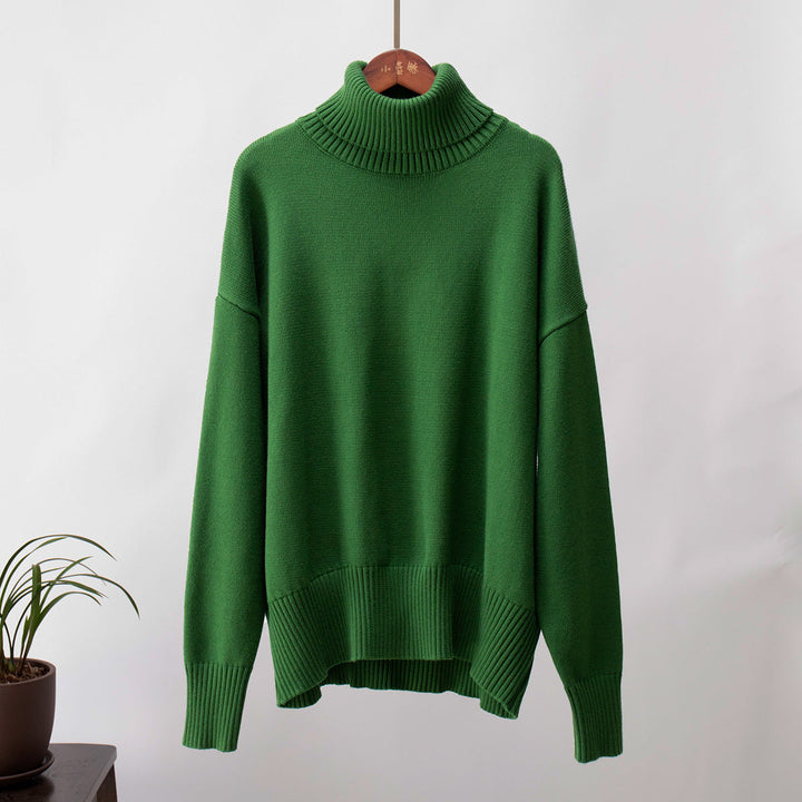 Damen Strickpullover Bequem Warm Rippborte