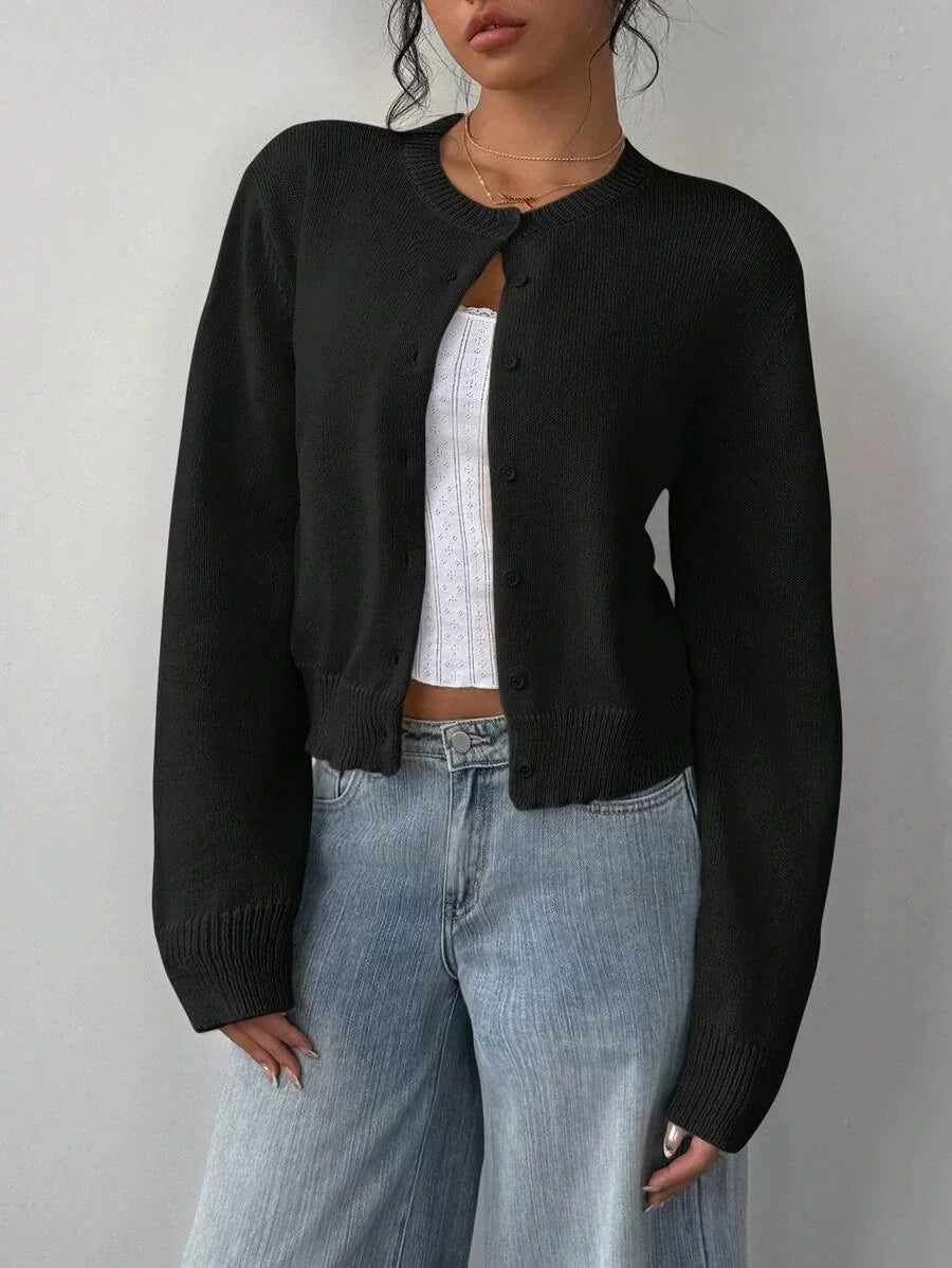 Weiche Strickjacke Damen Pullover Cropped Fit