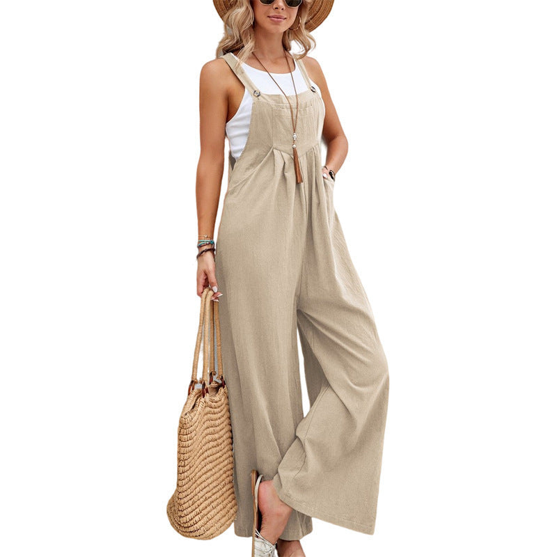 Damen Jumpsuit Modern Weites Bein Verstellbar