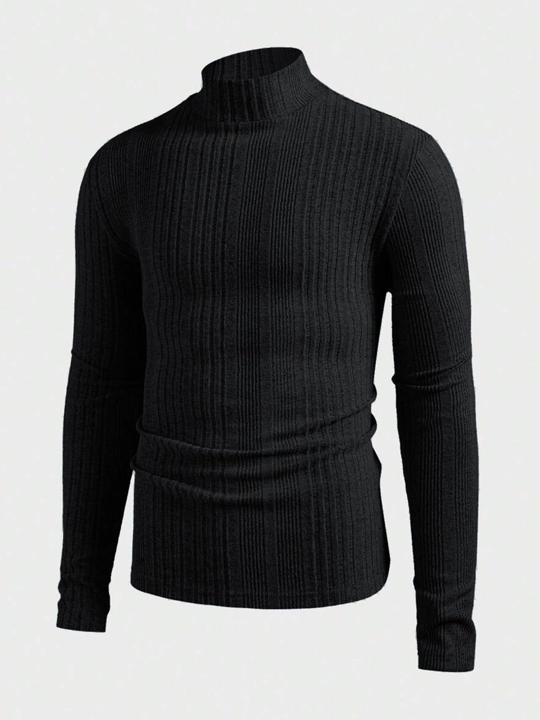 Herren Pullover Strick Hochkragen Rippoptik