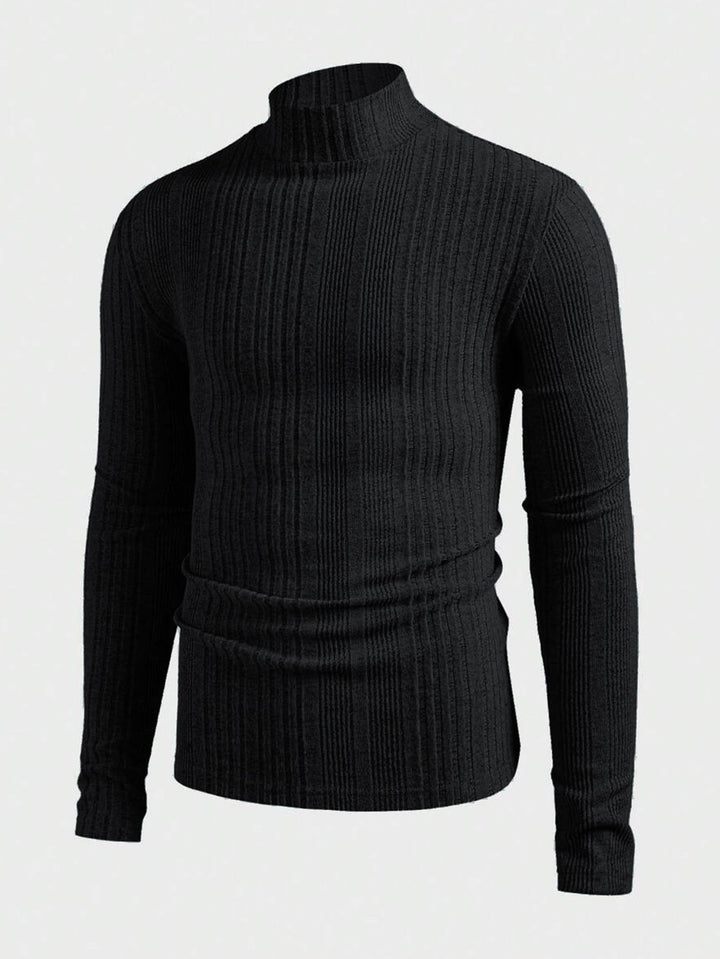 Herren Pullover Strick Hochkragen Rippoptik