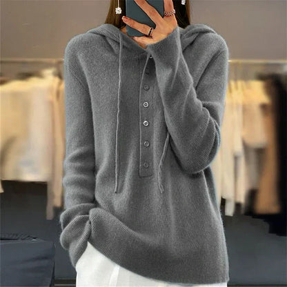 Kapuzenpullover Damen Locker Strick Design