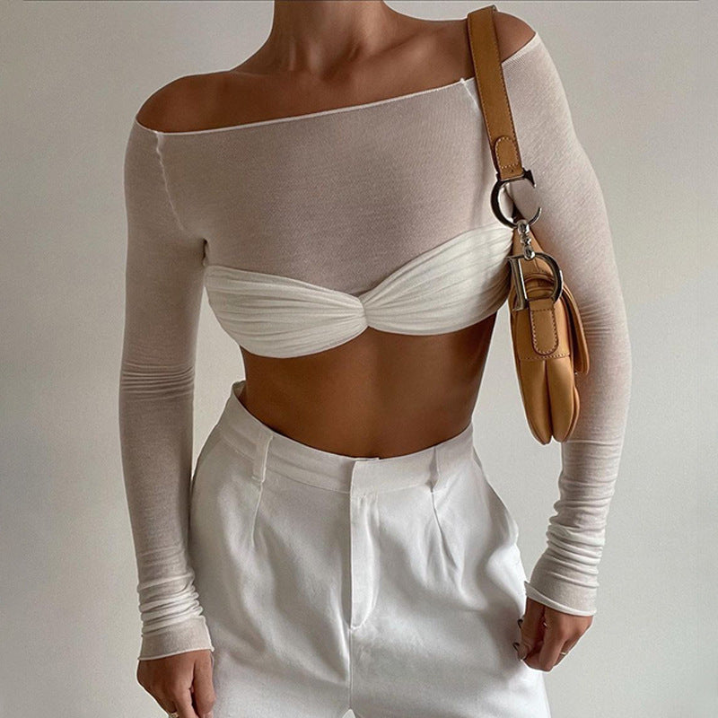 Damen Top Off-Shoulder Raffung Trendy Sommer Oberteil - IdealeKleiden
