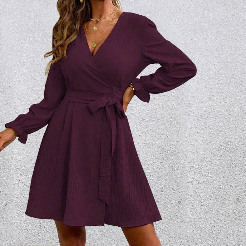 Frauen Wickelkleid Elegant Lang
