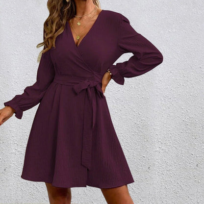 Frauen Wickelkleid Elegant Lang