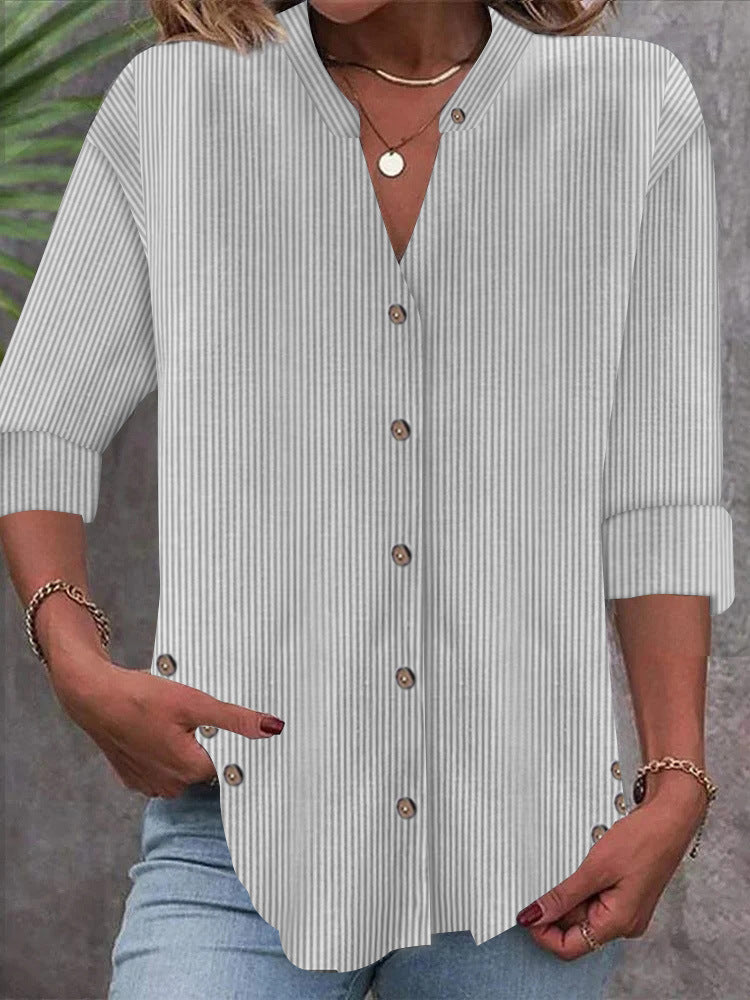 Damen Bluse Streifenmuster Elegantes Design
