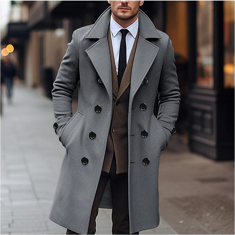 Herren Wollmantel Klassisch Elegant Doppelreihig