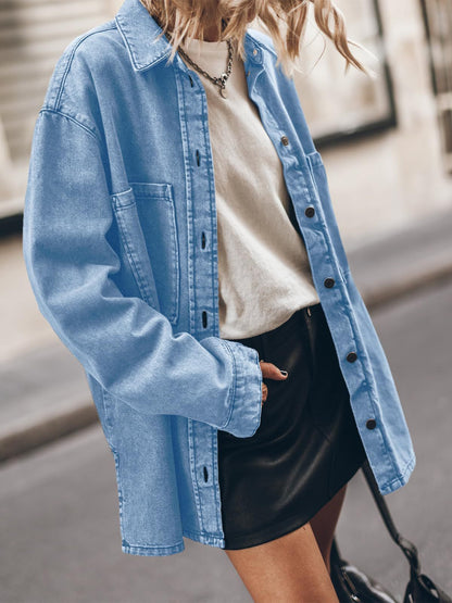 Damen Oversized Jeansjacke Trendy Sommerkleidung