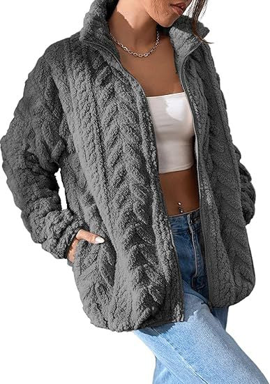 Damen Fleecejacke Oversized Weich Bequem