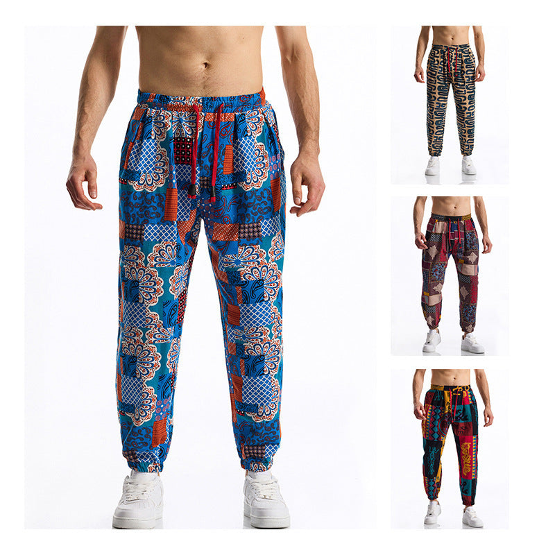 Herren Freizeithose Bunt Gemustert Elastisch - IdealeKleiden
