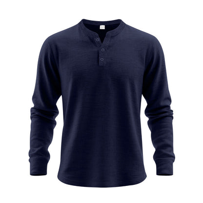 Herren Langarmshirt Elegantes Design Knöpfe