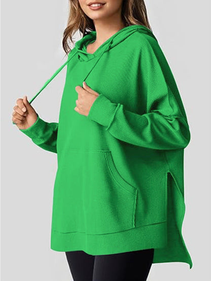 Damen Oversized Pullover Kapuze Weite Passform