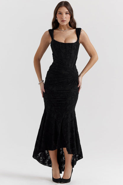 Damen Spitzen Abendkleid Asymmetrisch Elegantes Design
