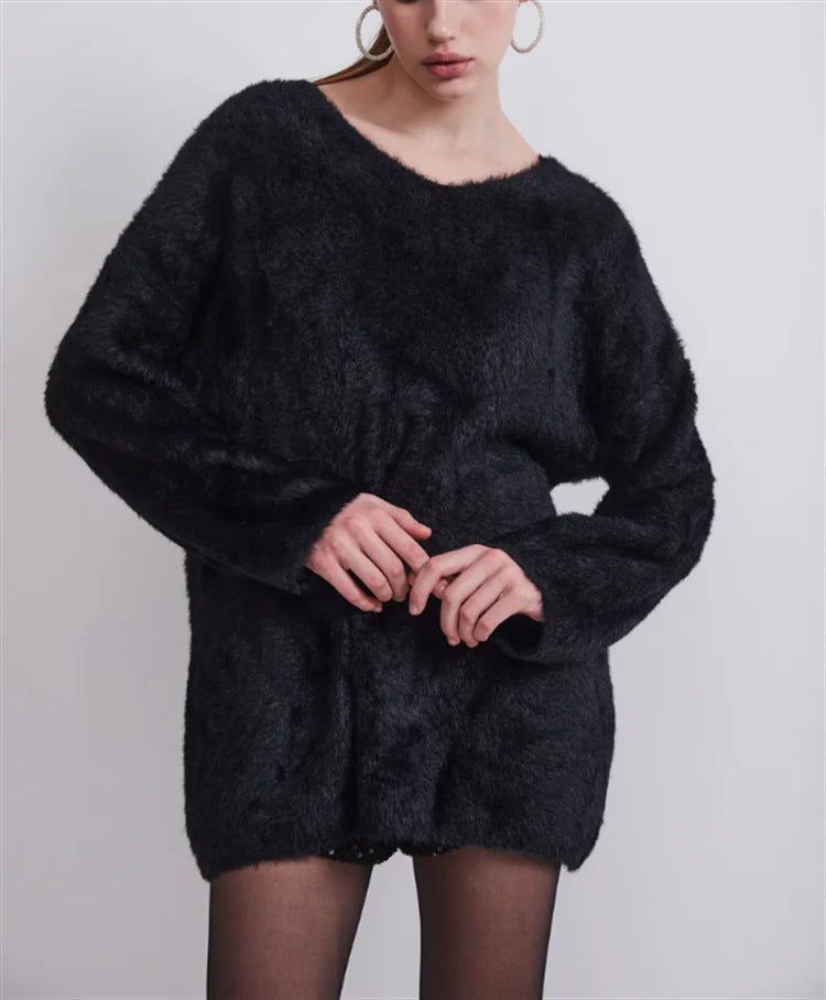 Damen Pullover Weich V-Ausschnitt Elegantes Design