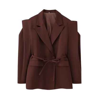 Damen Oversized BlazerJacke Elegant mit Gürtel