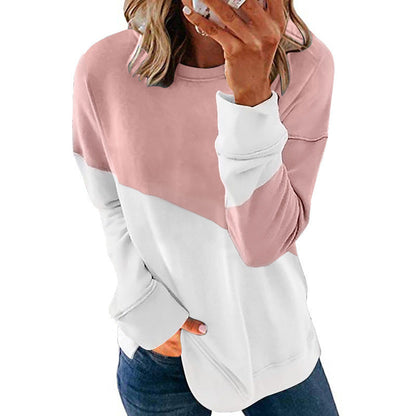 Damen Sweatshirt Trendy Farbblock Rundhals