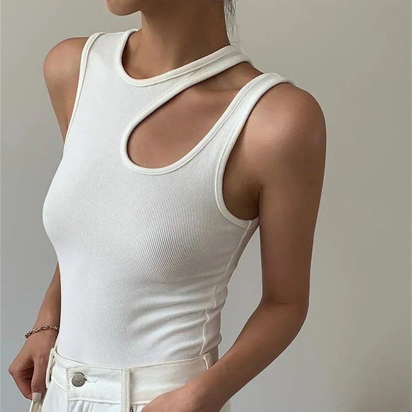 Damen Tanktop Sportlich Cut-Out Top Modern Style