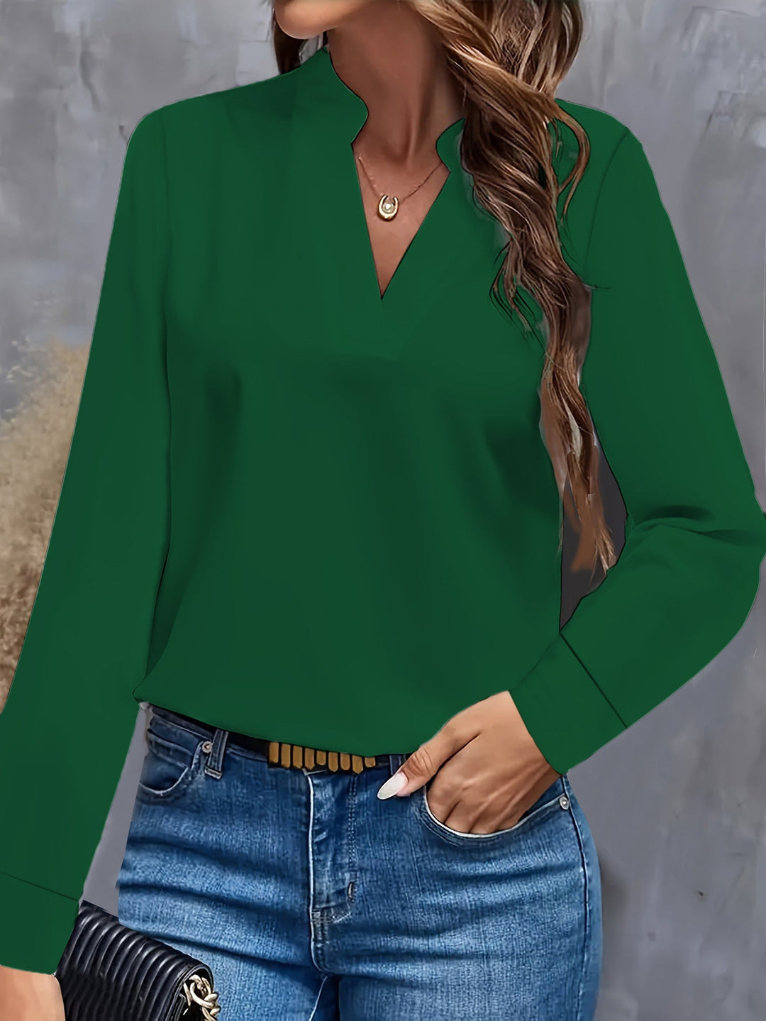 Elegante Damenbluse V-Ausschnitt Modern Chic