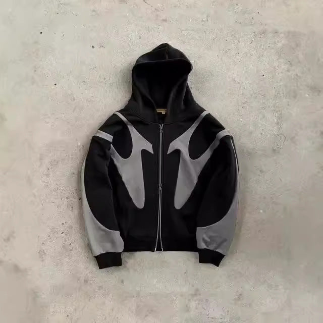 Damen Pullover Modern Kapuze Kontrast Einsätze