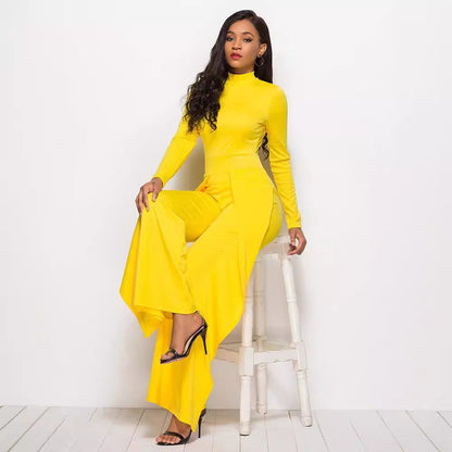Damen Jumpsuit Elegant Langärmlig Abendkleid - IdealeKleiden