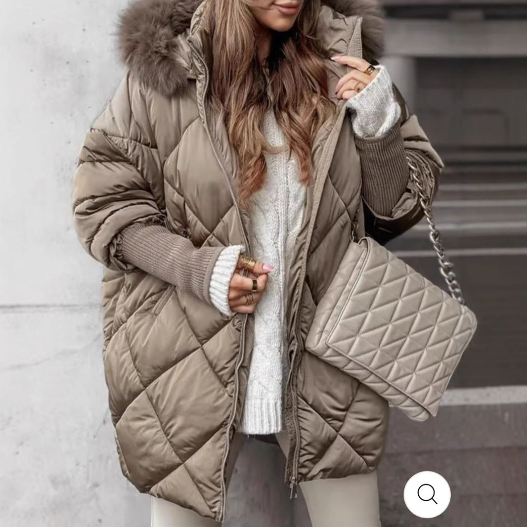 Damen Winterparka Steppjacke Abnehmbare Kapuze - IdealeKleiden