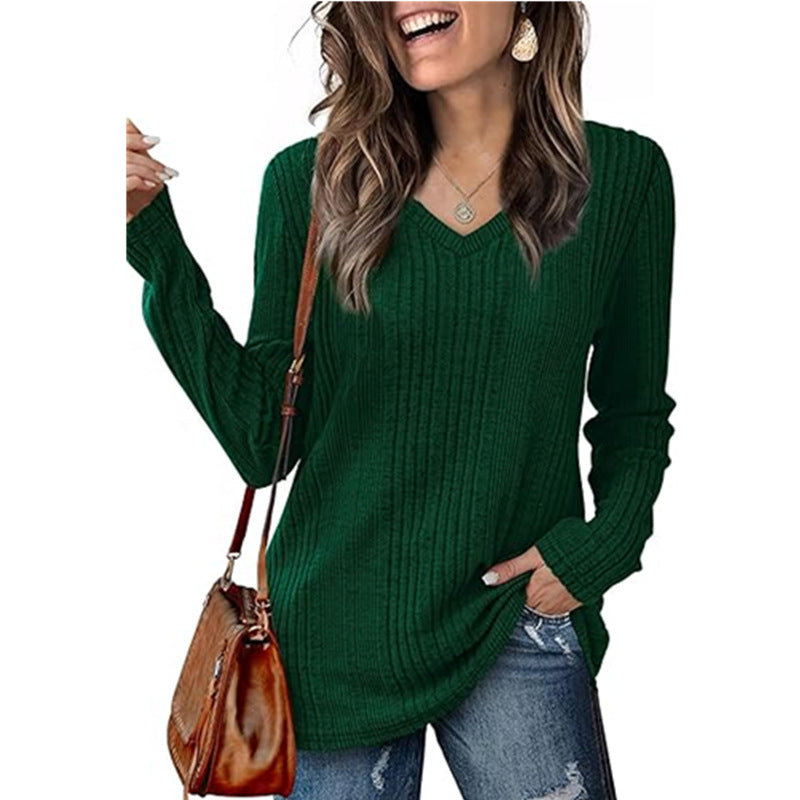 Damen Pullover V-Ausschnitt Strick Design