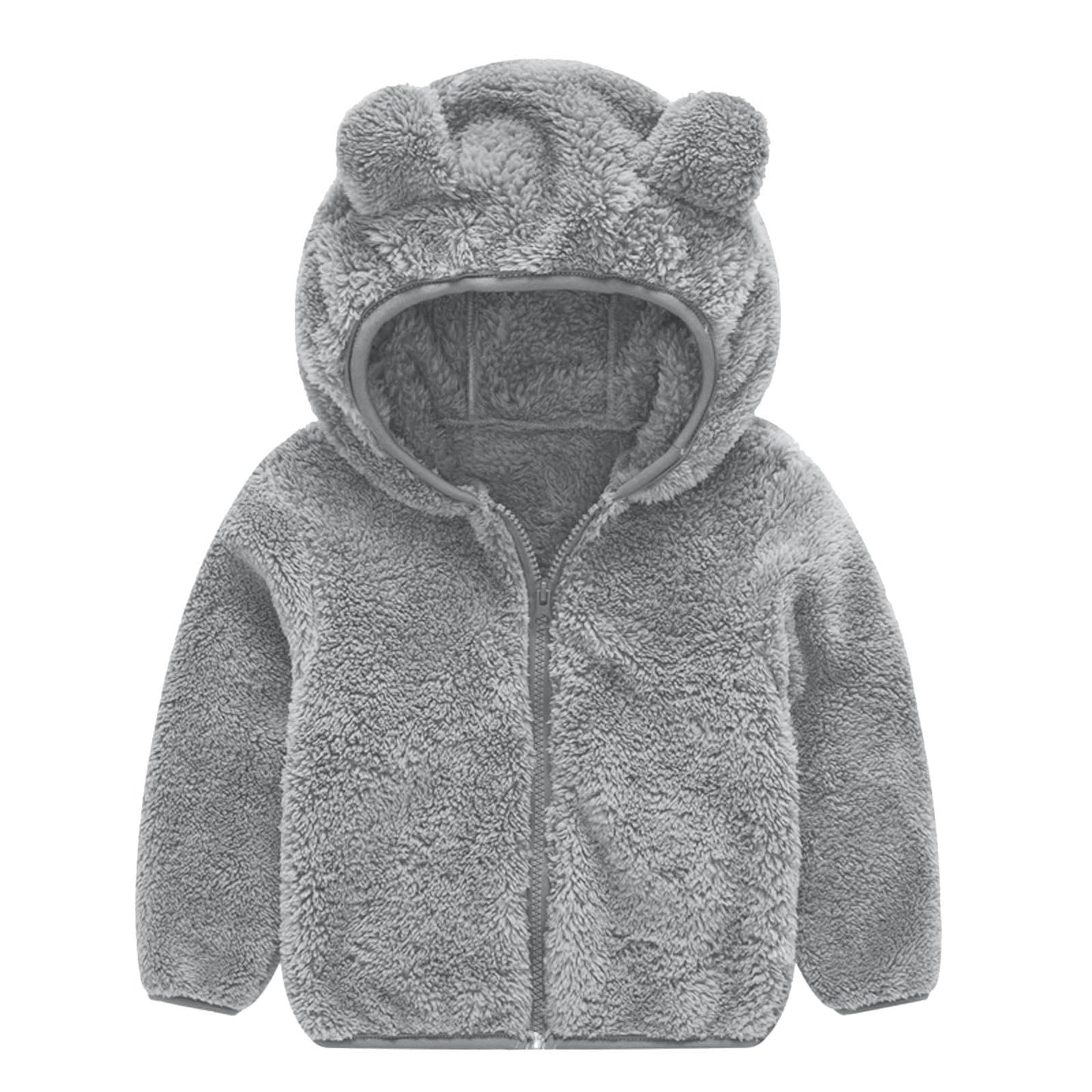 Damen Fleecejacke Bärenohren Mütze Warm Kuschelig