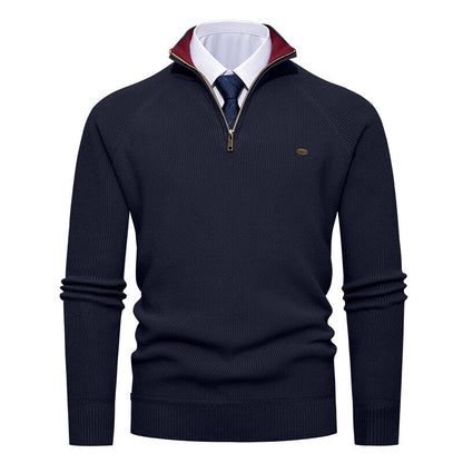 Herren Strickpullover Elegant Stehkragen Reißverschluss