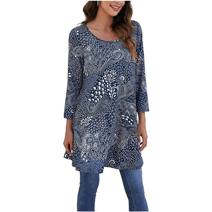 Damen Tunika Mandala Druck Sommerkleid Elegant