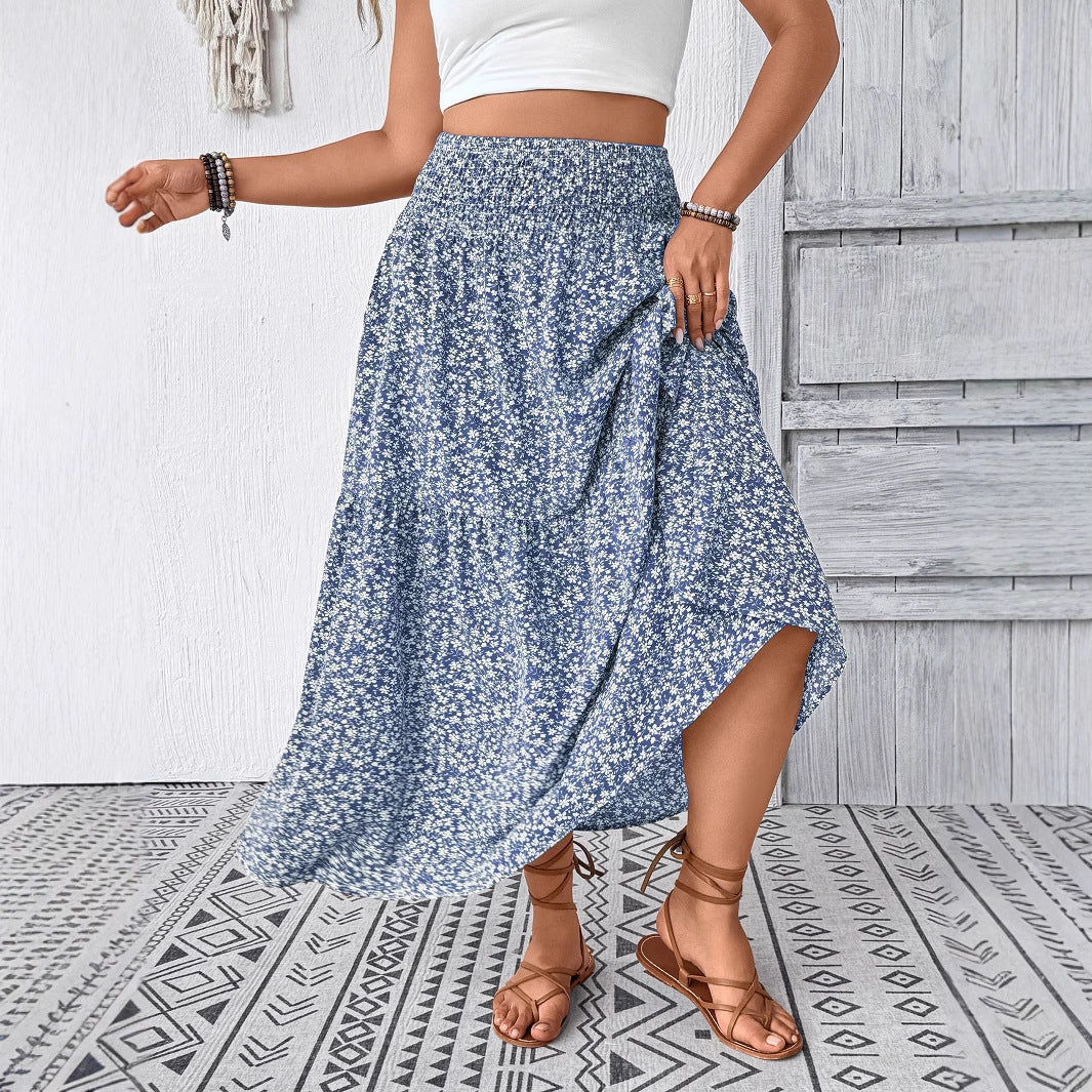 Damen Maxirock Floral Elegant Lang