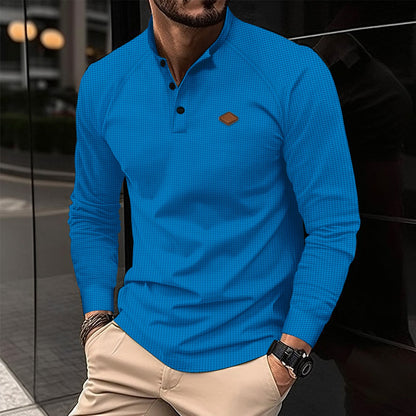 Herren Langarmshirt Elegant Muster Moderner Kragen
