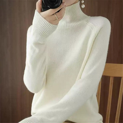 Damen Merinowollpullover Weich Rollkragen Eleganz