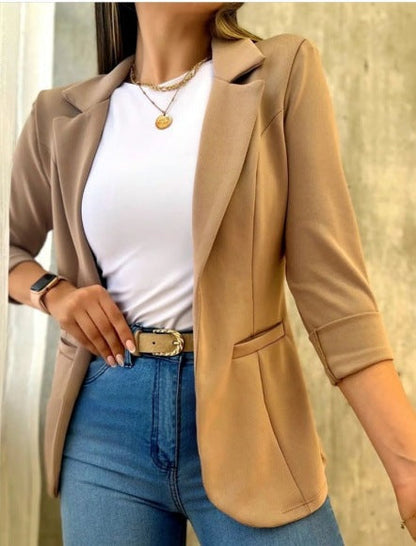 Frauen Blazer Elegant Taillierte Form Lange Ärmel