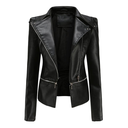 Damen Lederjacke Biker Style Asymmetrisch