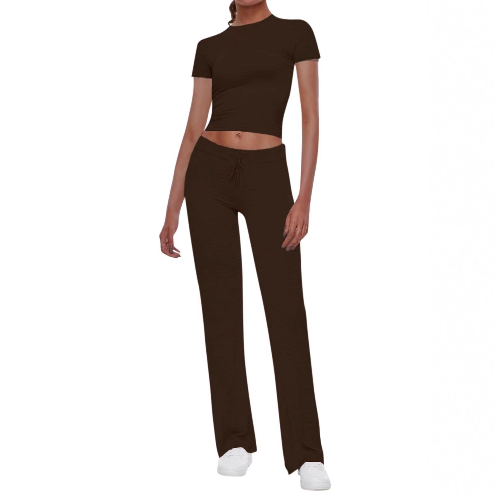 Damen Sport Set Crop Top und Jogger Hosen - IdealeKleiden