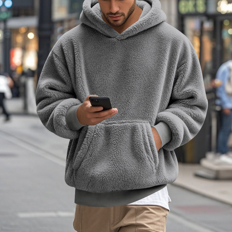 Großer Fleece Hoodie für Männer Bequem Modern Känguro Tasche
