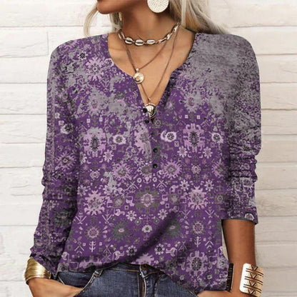 Damen Casual-Shirt Langarm Muster Trendy