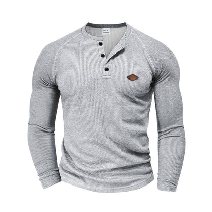 Herren Langarmshirt Strukturiert Modern Knopf Design