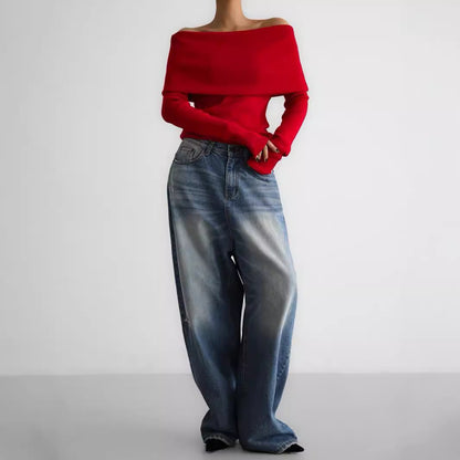 Damen Oberteil Elegant Off-Shoulder Frauen Top - IdealeKleiden