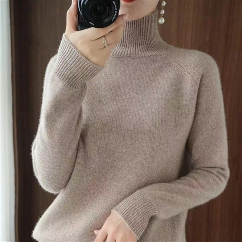 Damen Merinowollpullover Weich Rollkragen Eleganz