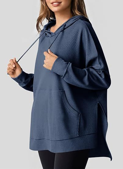 Damen Oversized Pullover Kapuze Weite Passform