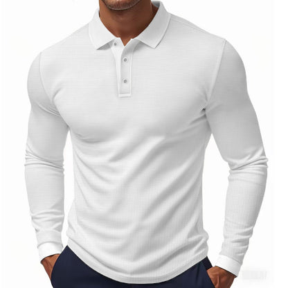 Herren Polohemd Langarm Strukturiert Elegantes Design