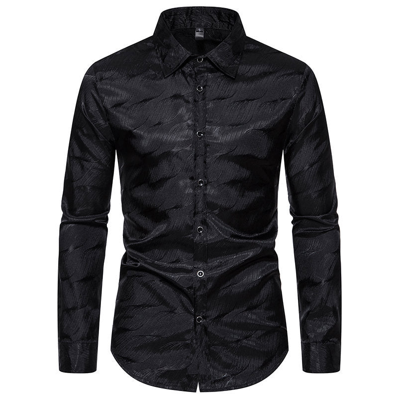Herren Hemd Elegant Wellenmuster Langarm